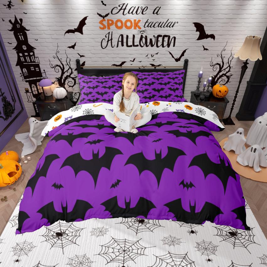 

Comforter Homewish Spooky Bats Happy Halloween Comforter Setpurple Diamond Bed Set For Boys Kids Comforter (quilt)-EU Single(135*200cm)3pcs