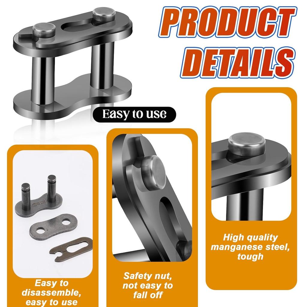 8 Pcs 420 Chain Master Roller Connector Links Chain Master Link Motorcycle Pocket Bike Chain Cross Master Link Connector Replacement Dirt Bike