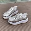 Spring and Autumn Trend Platform Casual Shoes New Glossy Fashion Sports Women's Shoes Low-top Lace-up Flat-soled Single Shoes