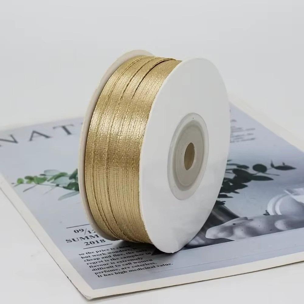 

DIY Gift Wrapping Double Sided Satin Ribbon Handmade Bows Bridal Bouquets Solid Satin Ribbons Colorful 3MM Width Silk Ribbons 5x5x5cm золотой