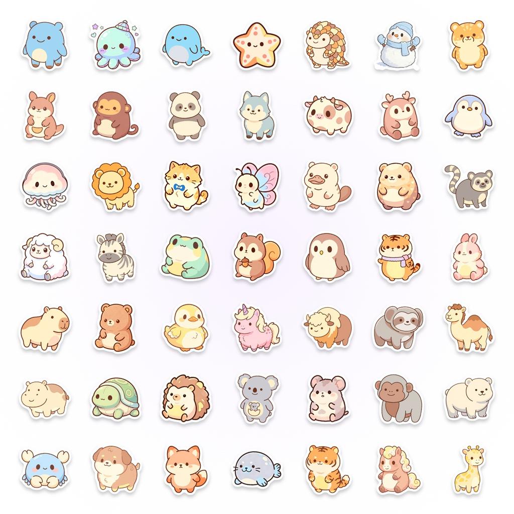 Dedicated To 50 Cartoon Mini Animal Stickers, Cute Healing And Cute Expression Stickers, Waterproof And Not Torn Can Be Ordered.