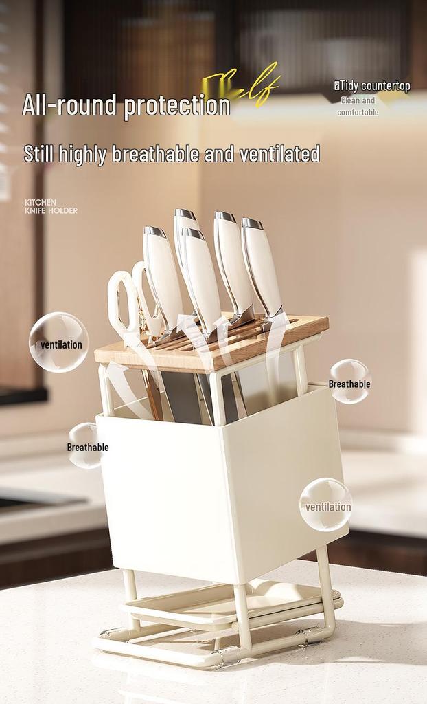 Anti-Mold Multifunctional Knife Holder and Kitchen Countertop Storage Rack