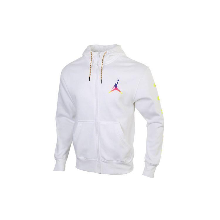 Jordan Men s Sport Fleece Full Zip Hoodie White Multicolor CU9123-100 M