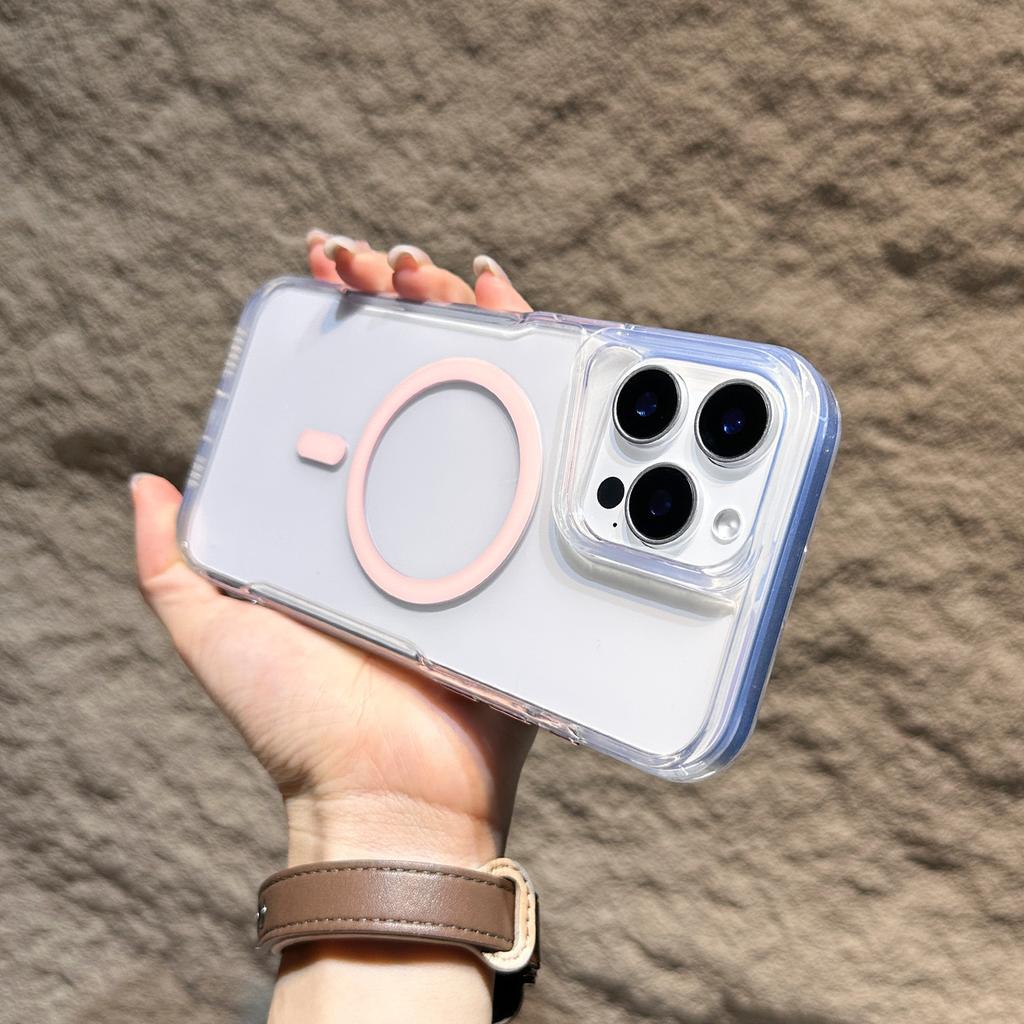 Applicable To IPhone16promax Small Waist Transparent Magnetic Phone Case Apple 15 Advanced Sense TPU Protection Case