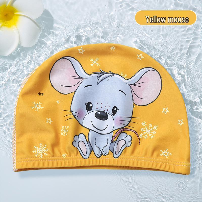 Waterproof Cartoon Swim Cap with Ear Protection for Adults - Unisex, Comfortable Fit