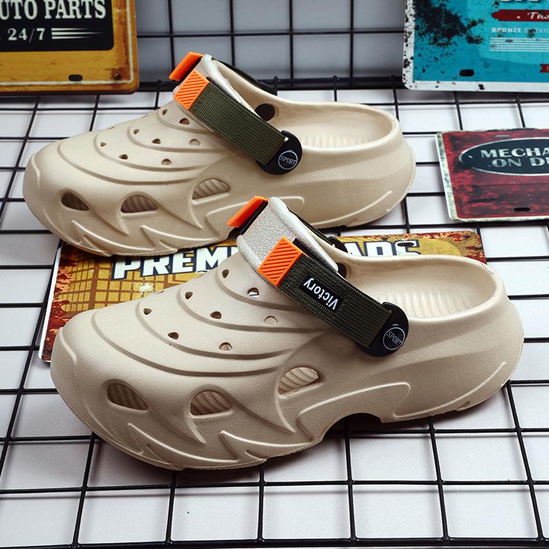 Hole Shoes Men's Summer Wear Breathable Bag Head Drag Non-slip Breathable Beach Shoes Men's Versatile High-end Sandals