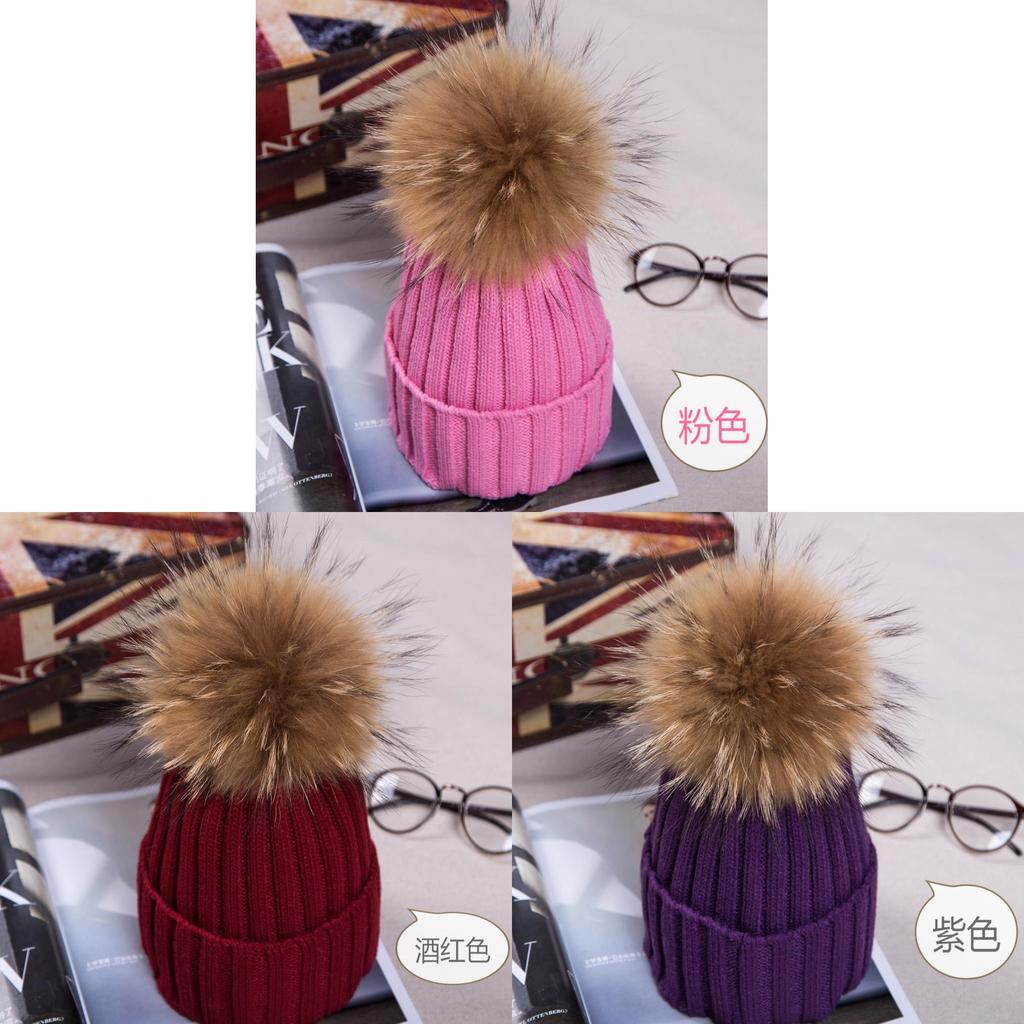 Adult Acrylic Knit Hat With Plush Ball Winter Warmth For Autumn And Winter