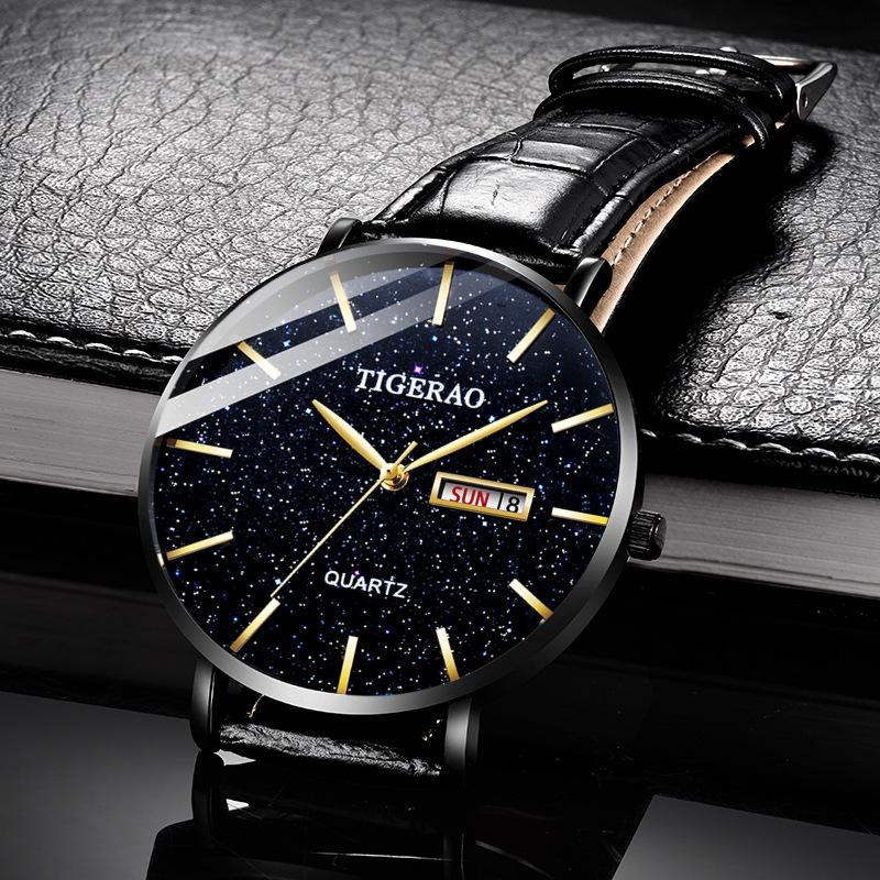 Men's Watch Waterproof Dual Calendar Starry Sky Quartz Luminous New Starry Blue