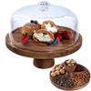 Cake Stand with Lid, Multifunctional 12-inch Round Cake Holder, Acacia Wood 2-in-1 Dessert Table Display Set, Charcuterie Board for Cheese and Fruit,
