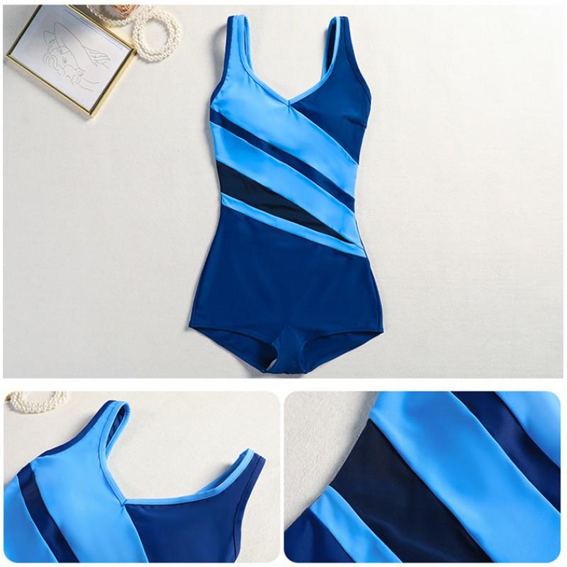 Badeanzug Damen Konservativ Einteiler Boxer Sport Bauchbedeckung Zum Schlank Zeigen Große Größe High-End Mode Heißes Baden