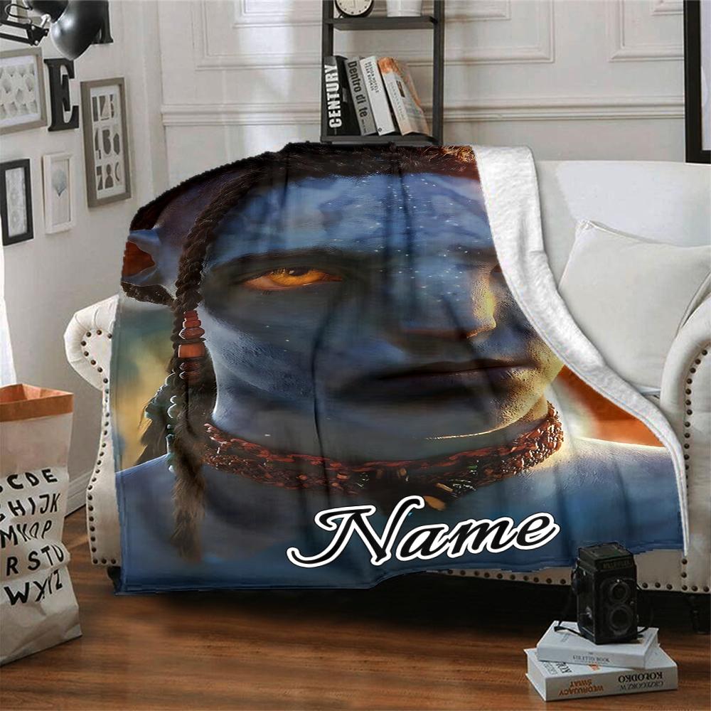 Custom Name Avatar Blue Beauty Party Blanket For Couch Bed Plush Cozy Fuzzy Blanket Super Soft Warm Blankets For Fall And Winter 0916282