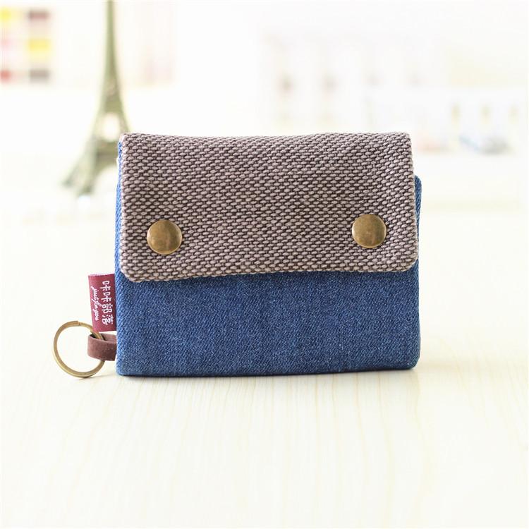 Women's Fold Card Wallet Canvas Cartoon Key Organizer Coin Purse Small Pouch Female Money Bag  for Girls