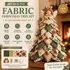 DIY 3D Patchwork gesteppter Weihnachtsbaum Bausatz 30cm Stoff Feiertags Tischdekoration mit austauschbarem oberem Ornament Rot kariert Bauernhaus Handgefertigt