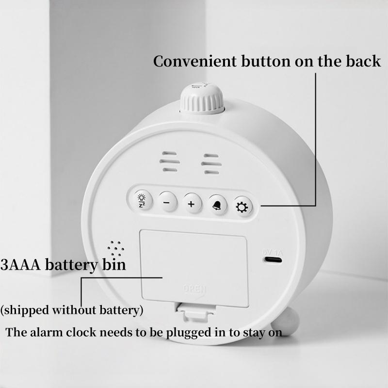 LED Digital Alarm Clock Date Week Display 2 Alarms Countdown Timer Second Hand Clock Bedside Electronic Clock 12/24H USB Powered