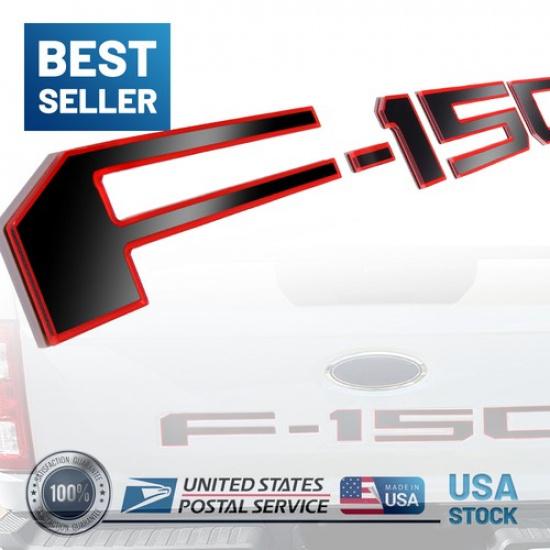 3D Raised Black With Red Tailgate erts Letters Emblems for F-150 -2024