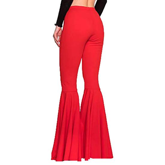 High-Waist Elastic Waistband Control Tummy Hip Lifting Lady Trousers Skinny Breathable Women Solid Color Sports Mermaid Flared Pants Streetwear