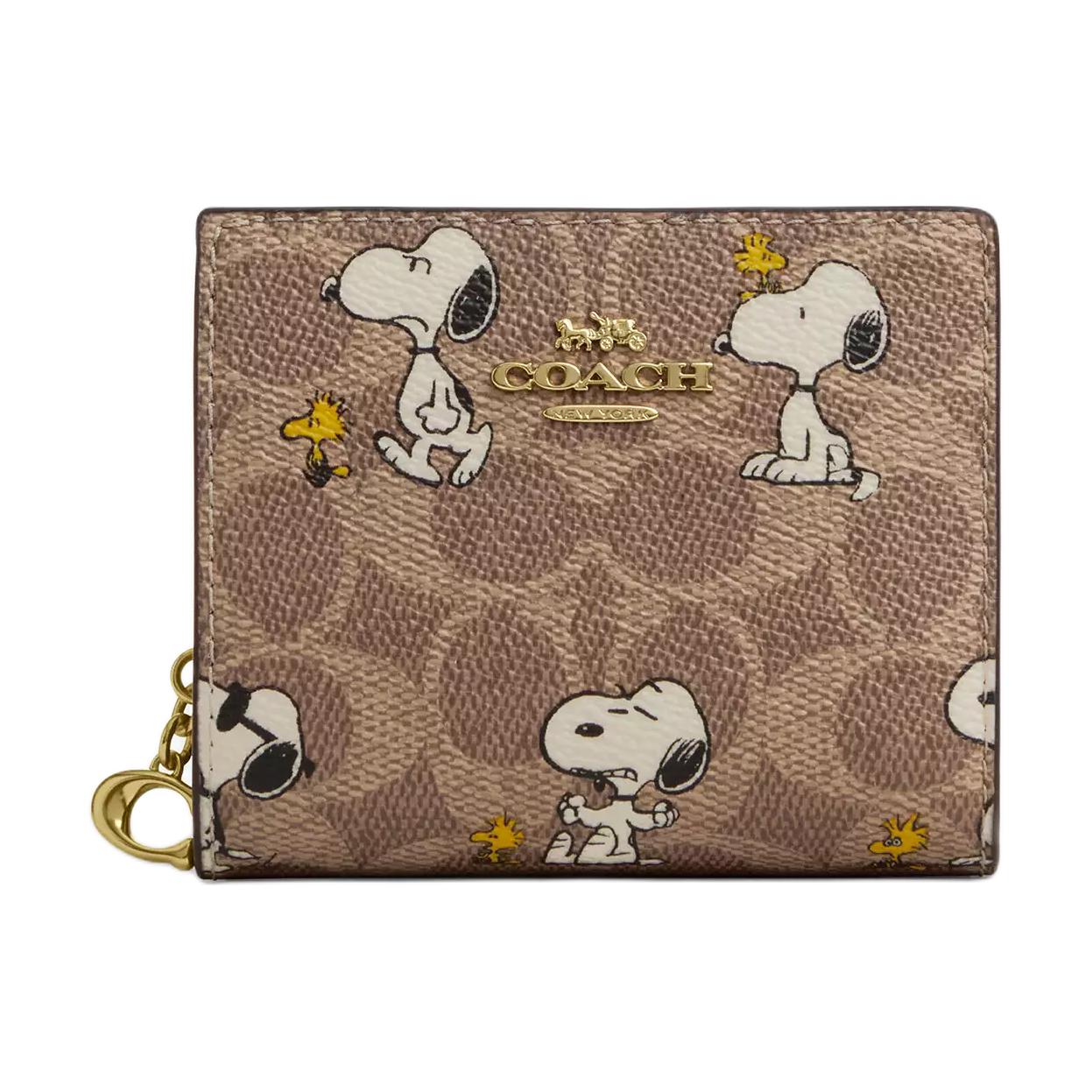 

Новый кошелек-кнопка COACH PEANUTS Snoopy, Коллаборация Кошелек из канвы с покрытием Мини Женский Коричневый CBN32-IMY3O 25.9*6.4*22.6CM