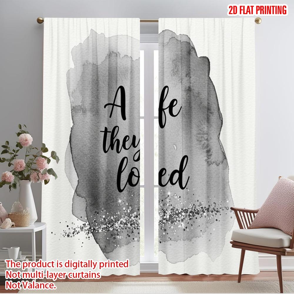

2pcs 2D flat printing Party Window Curtains A Loved Life Fabric Without Electricity Holiday Decorations Perfect for gold wall 52.50×116.00 CM 2pcs