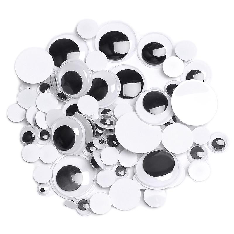 Self-Adhesive Movable Black and White Eyeballs with Eyelashes for Creative DIY Accessories