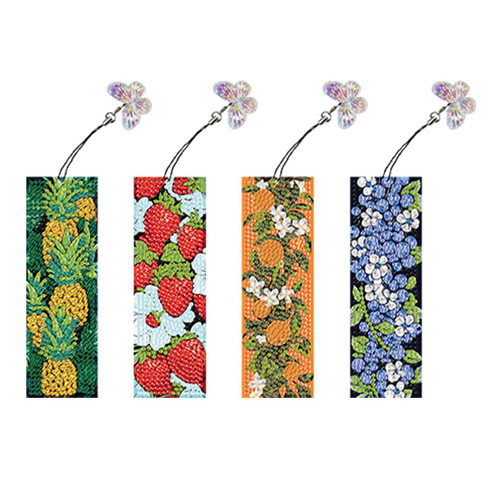 4Pcs Special Shaped Colorful Pattern Diamond Bookmark Art Project DIY Diamond Bookmark with Crystal Pendant for Reading Day Gift