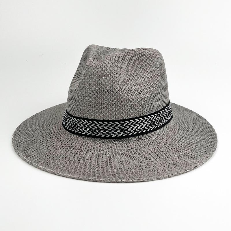 Summer Raffi Woven Straw Hat Retro Jazz Top Hat Men and Women Surfing Foldable Sun Protection Hat