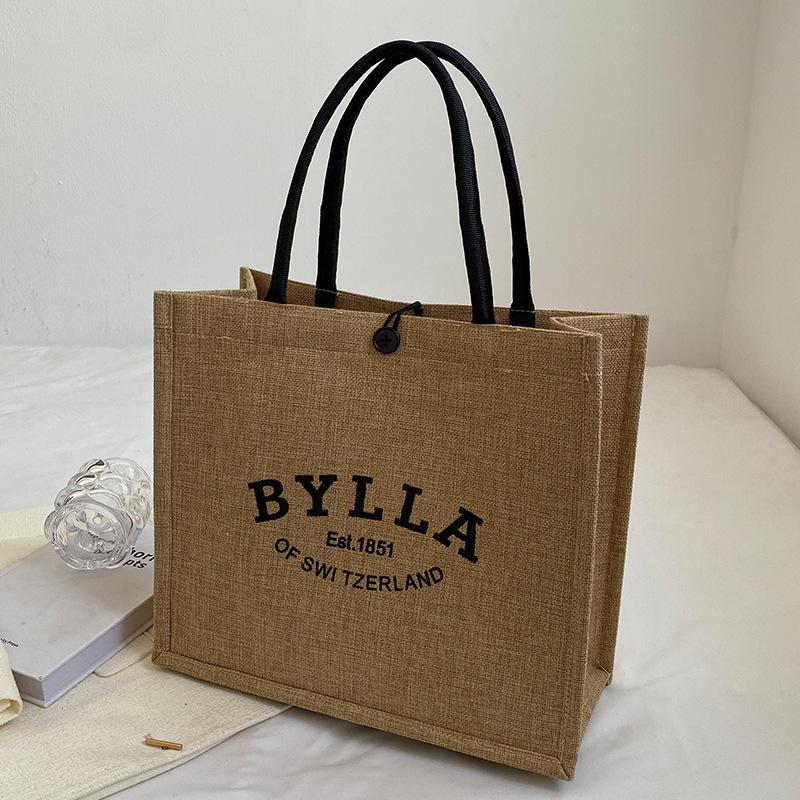 Women's Large Capacity 2024 Fashion Linen Tote Bag - Single Shoulder, Student-Friendly, In Stock