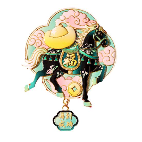 Jahr des Pferdes Kühlschrankmagnet Chinesischer Stil Cartoon Tierkreis Pferd Zinklegierung Kühlschrankmagnet Heimküche Neujahrsdekoration