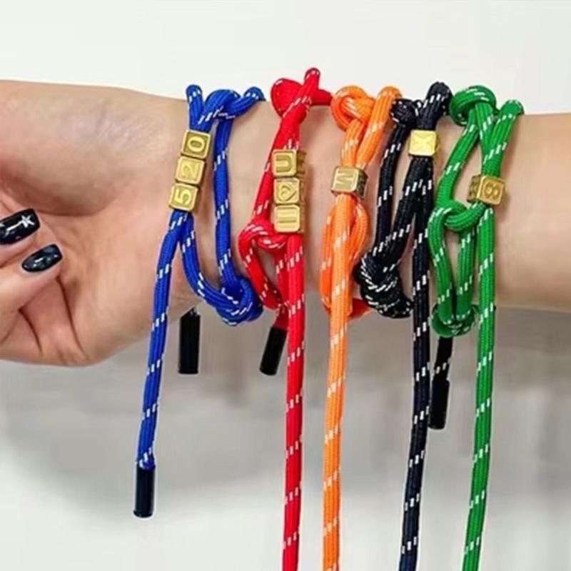 Trendy Nylon Rope Woven Bracelet for Couple Stylish Adjustable Length Wristchain Fashionable Accessory for Parties