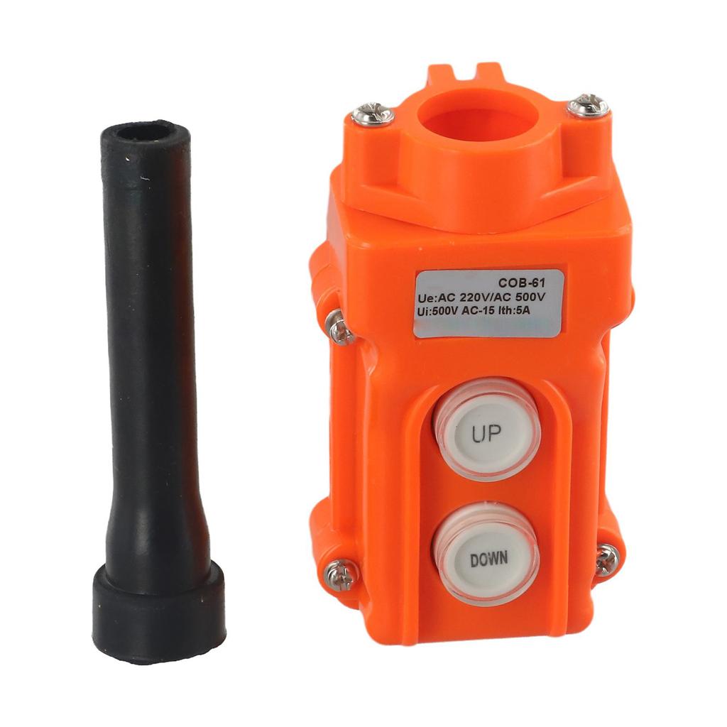 2Way Hoist Crane Pendant Push Button Switch Rainproof COB-61 Orange Hoist Pendant Switch Up-Down Heavy Duty Rain Proof Button