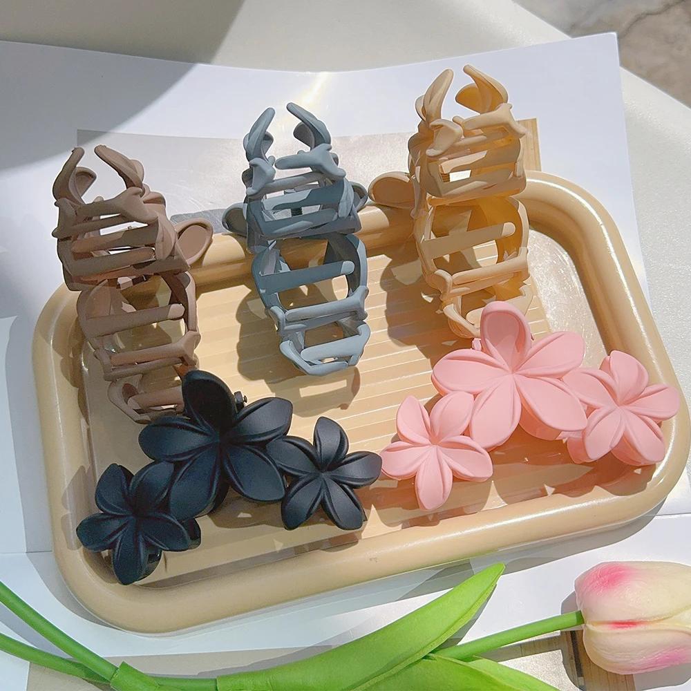 Korean Fashion Gradient 12cm Flower Hair Clip For Women Sweet Hairpins Hair Claws Crab Clamp Barrettes Hawaiian Hair Accessories