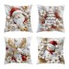 4Pcs Christmas Cushion Covers Set Washable Christmas Themed Pillow Case Detachable Cozy Xmas Pillow Cover for Sofa House Room