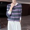 2026 Autumn/Winter Women's Pure Wool Color Block Stripe Loose Knit Cardigan Sweater