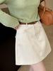 Juzhi Korean Retro High Waist Denim A-Line Short Skirt