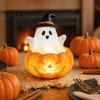 Cute Halloween Bedroom Lamp Light Up Ghost Decoration, Small Statue Night Light, Spooky Table Decor Resin Decoration for Indoor, Kitchen Tiered