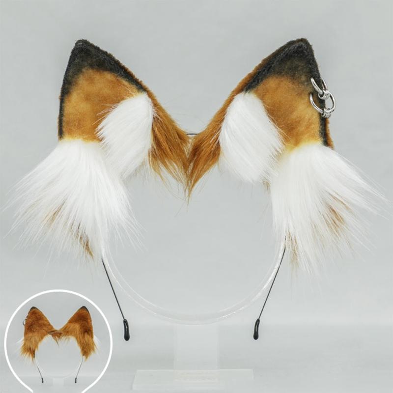 Adult Children Cartoon Fox Ears Shaped Headband Plush Hair Hoop Live Broadcast Rave Christmas Cosplay Party Headpieces