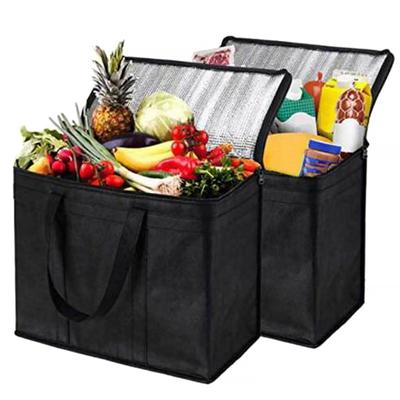 Tragbare Thermotasche aus Vliesstoff, Aluminiumfolie, faltbar, robust, wasserdicht, großes Fassungsvermögen, isolierte Tasche für Picknick-Lebensmittellieferung
