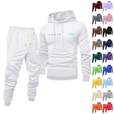 Erkek Baskılı Kapüşonlu Sweatshirt ve Eşofman Altı Günlük Spor Takım