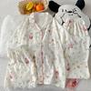 Pastoral Fairy Style Little Girl Summer Short-Sleeved Pajamas Women'S Thin Loungewear Cloud Cotton Three-Piece Set