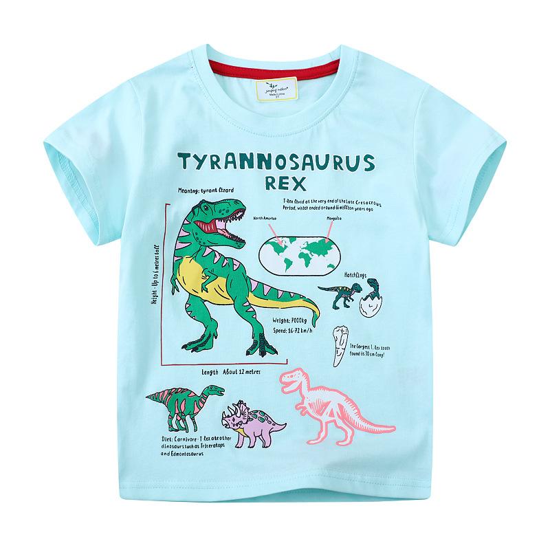 

Светящаяся в темноте футболка с рисунком динозавров для мальчиков, с круглым вырезом, летняя новинка, хлопковая футболка с коротким рукавом для детей среднего и младшего возраста 7T120-130 синий