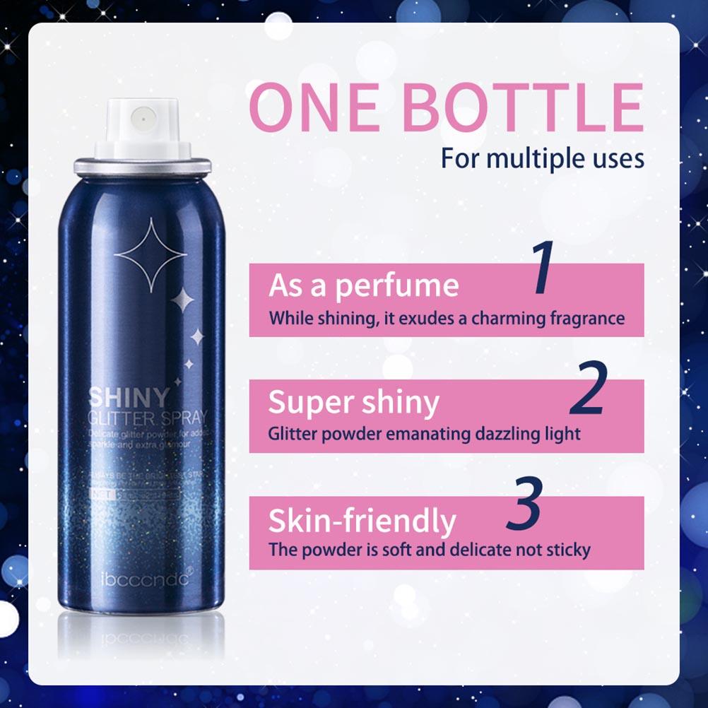 Glänzendes Glitzerspray 60ml Silber Glitzer Haarspray für Damen Glitzerpuder Make-Up Spray Haar und