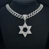 Fashion Star of David Pendant Necklace Women Men Hip Hop Tennis Cuban Chain Necklaces Classic Six-pointed Star Jewish Jewelry