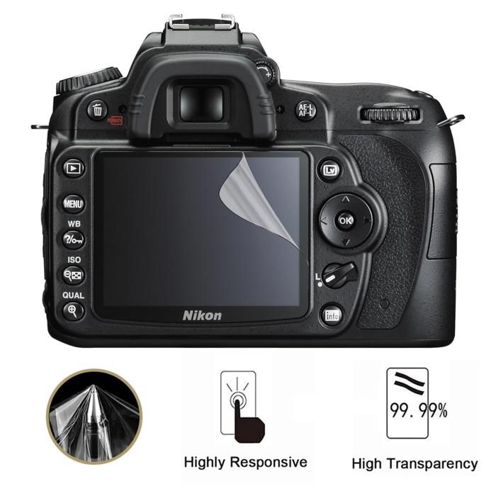 Screen Protector for Nikon D90 [Pack 2] Ultra-Thin Resistant Plastic Protective Film Phonillico