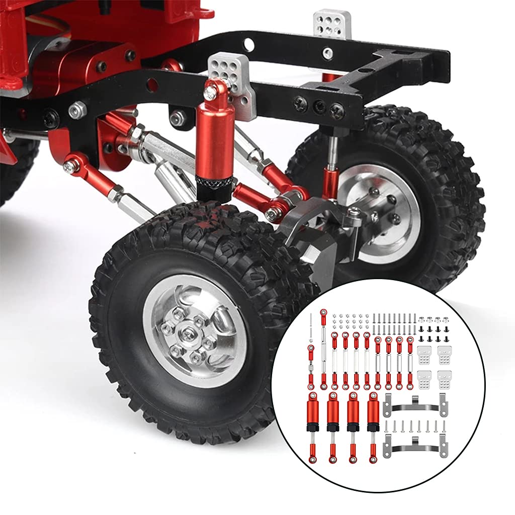 PEWETE RC Car Spare Parts Link Rod Seat Shock Absorber for 1:16 WPL C14, C24, C24-1, B14, B24FY Hobby Modification Accessories - Red