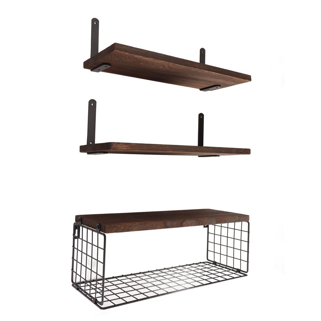 Wall Floating Shelves Candlenut Adjustable Dark Brown Wall Mounted Storage Shelves for Bathroom Bedroom Kitchen Garage