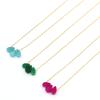 1pc Three Natural Stones Droplet Shaped Pendant Necklace for Women Stainless Steel Gilded Chain Fashion Handmade Choker