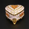 Heart Shaped Jewelry Box with Rose Embossed Lid, Zinc Alloy Storage Case for Vanity Display, Jewelry Storage and Gifts