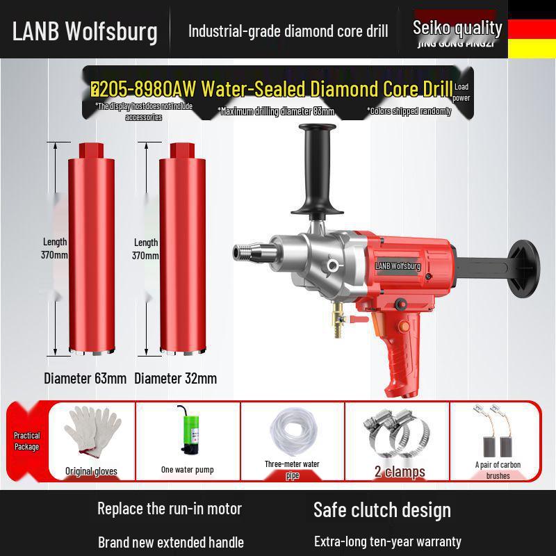 Diamantkern-Betonbohrer & Ständer – Handgehaltener Nass-/Trockenlochbohrer mit Wasserbohrermischer