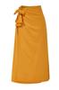 Women's Fashion Cinnamon Double Breasted Tie Detailed Woven Linen Look Skirt