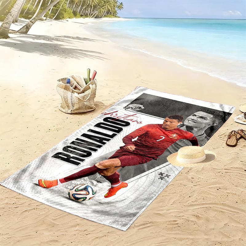Asciugamano da Spiaggia con Stampa di Cristiano Ronaldo, Asciugamano Grande Morbido ad Asciugatura Rapida per Spiaggia Campeggio Nuoto