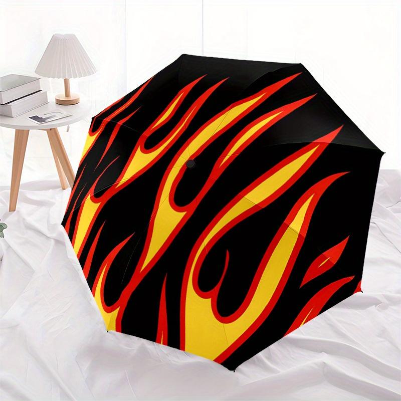 1pc Flame Pattern Automatic Open/close Folding Umbrella, Compact Portable Travel Umbrella, Durable Construction Yy250804126